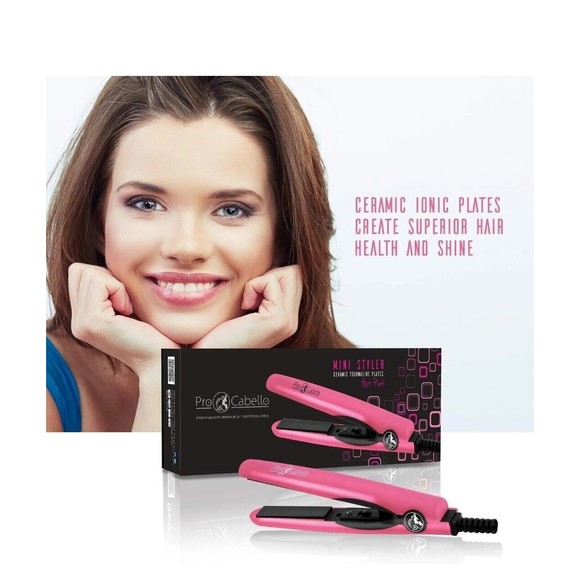 ProCabello Mini Flat Iron 0.5″ Ceramic Tourmaline Plates Hair Straightener Pink - Picture 4 of 4